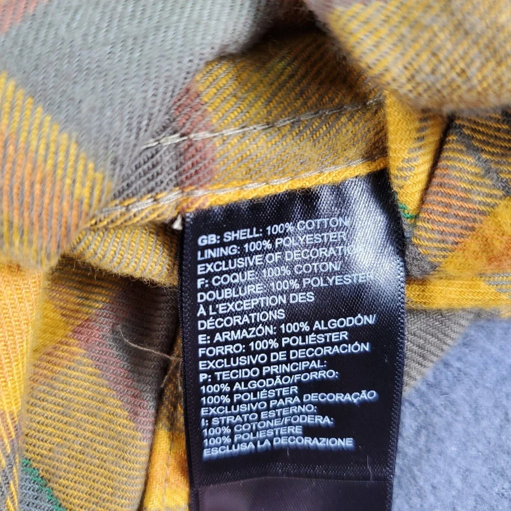 The North Face Mens XL Yellow Plaid Flannel Button Down Shirt Long Sleeve Cotton